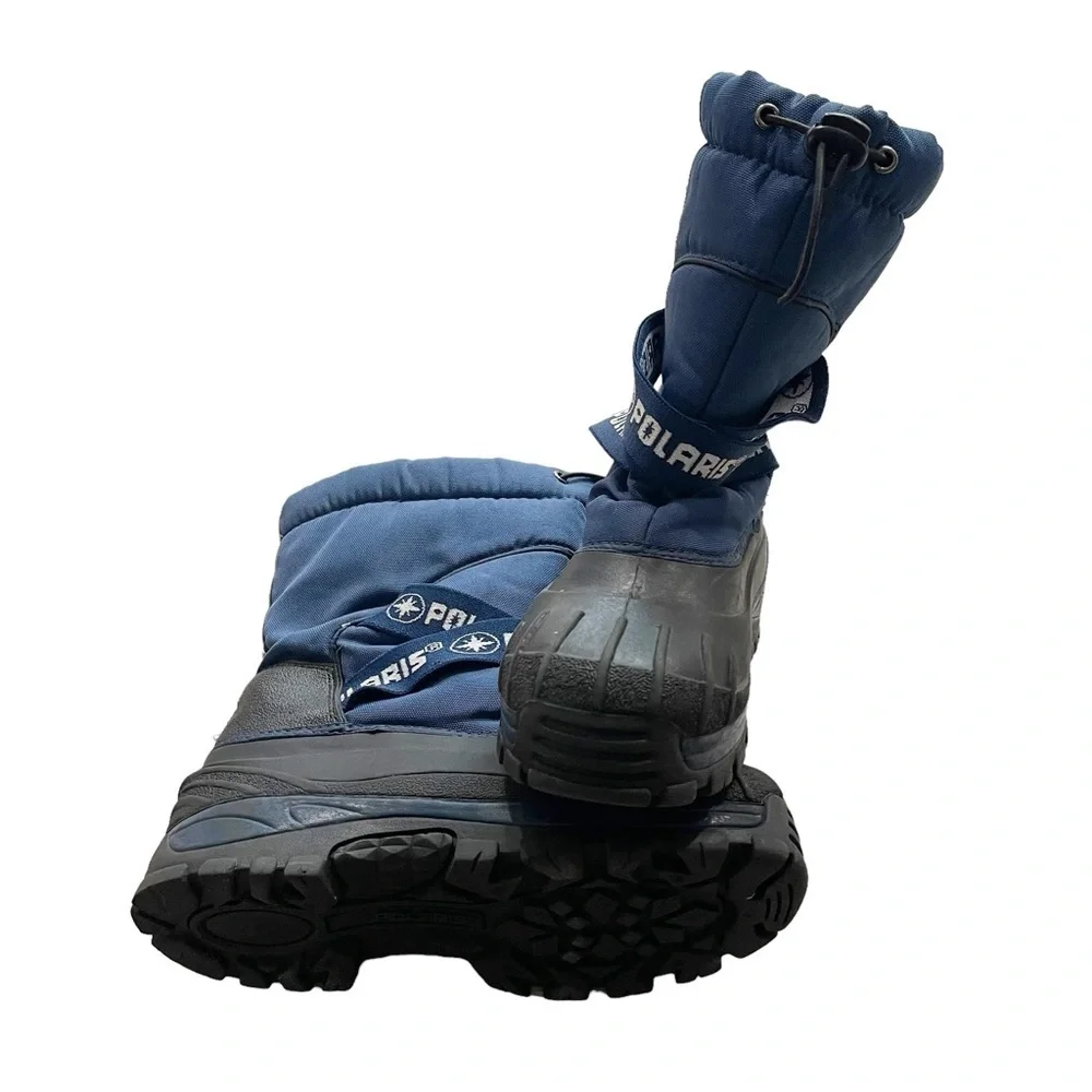 Polaris BOYS Blue Black Snow Boots cinch Closure, Size 5